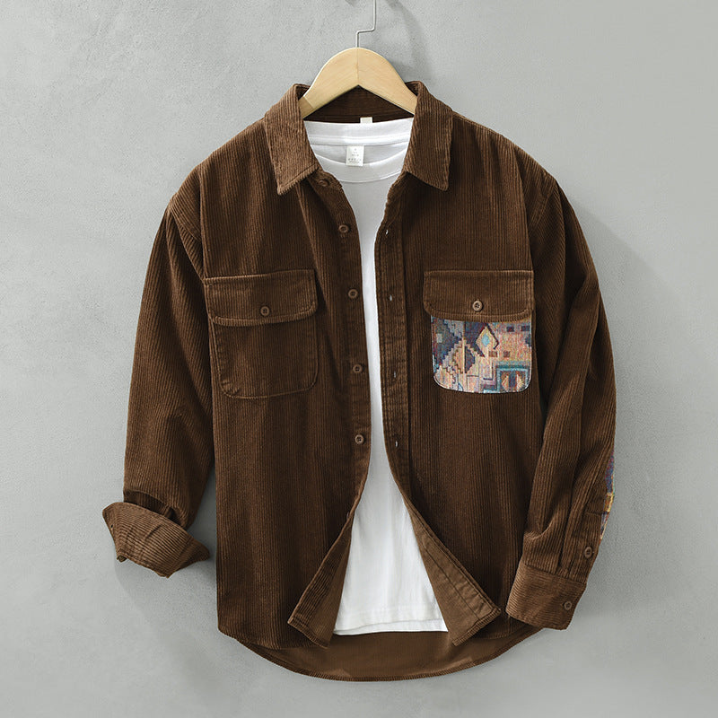 Image of Men's Patchwork Corduroy Shirt