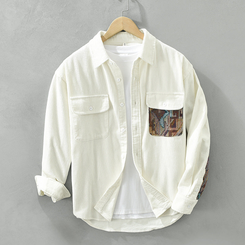 Image of Men's Patchwork Corduroy Shirt