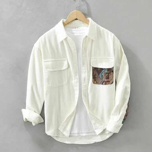 Image of Men's Patchwork Corduroy Shirt