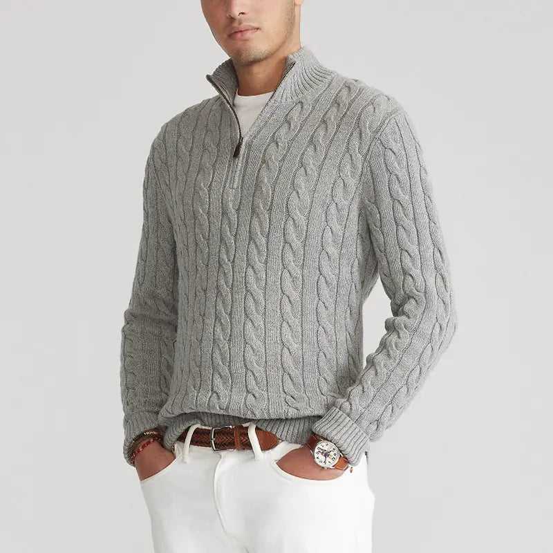 Image of Men's Quarter-Zip Cable Knit Sweater