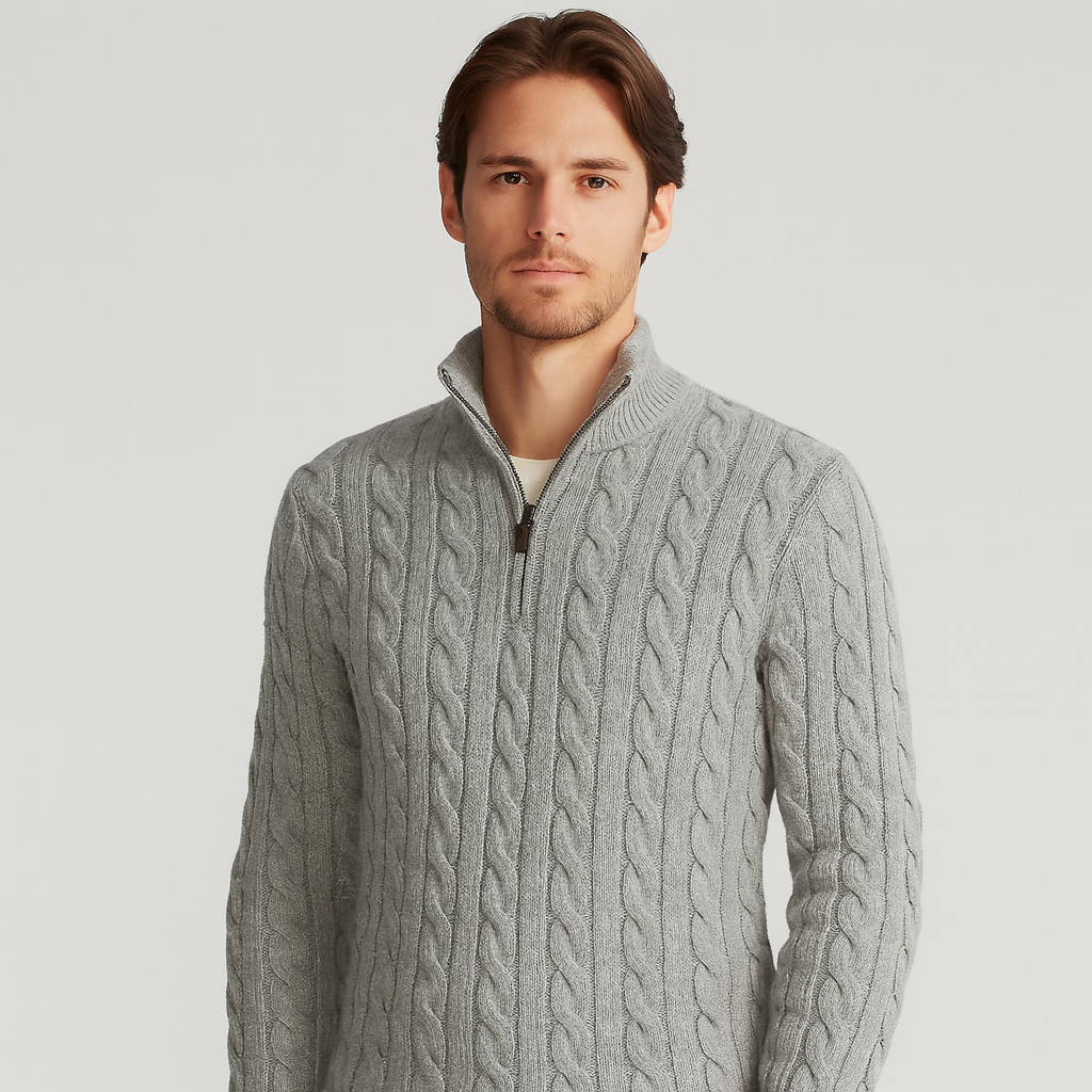 Image of Men's Quarter-Zip Cable Knit Sweater