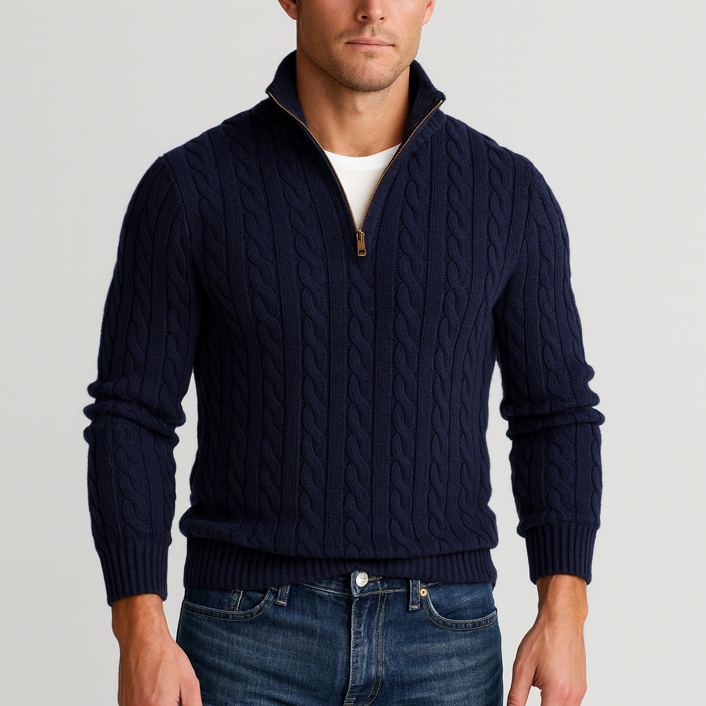 Image of Men's Quarter-Zip Cable Knit Sweater