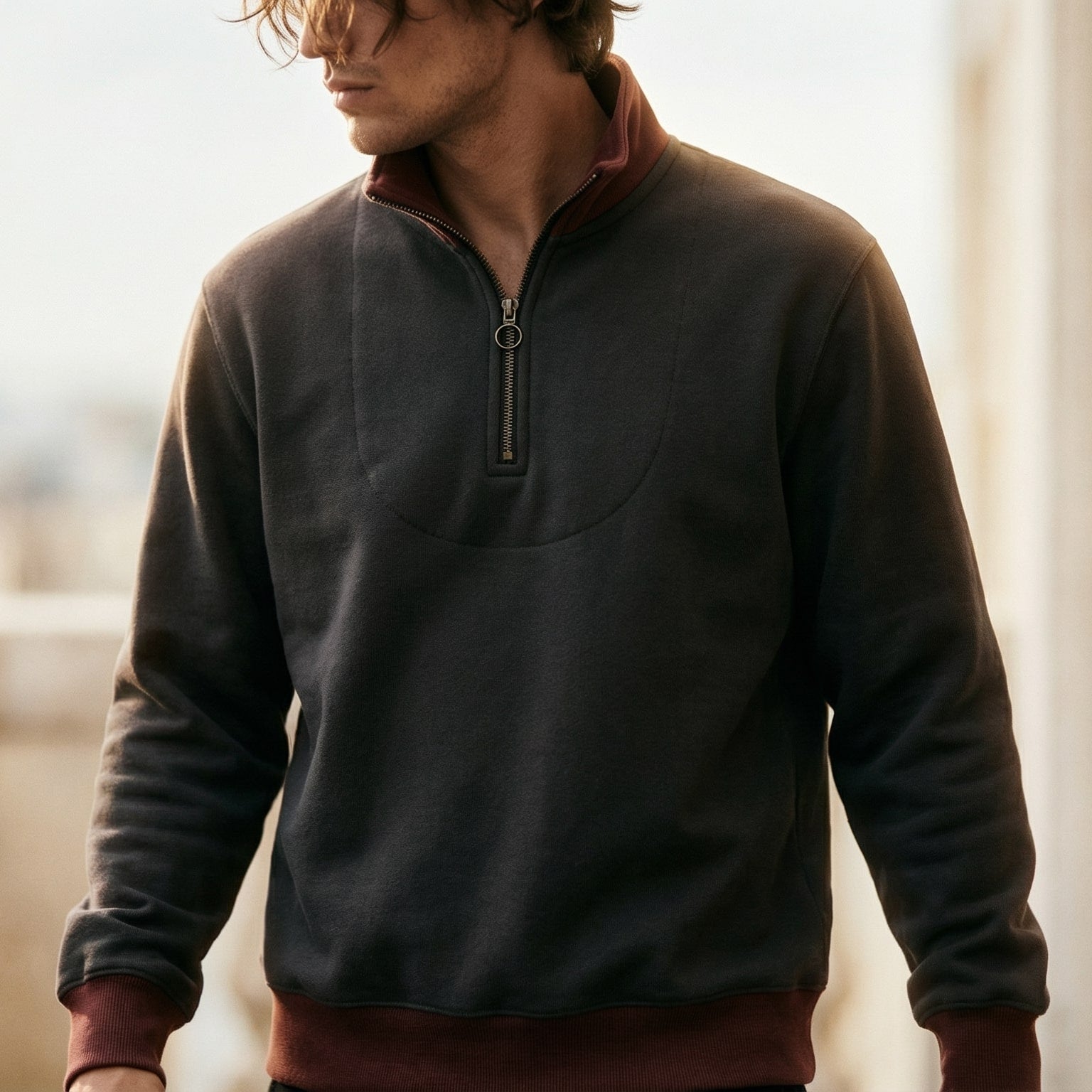 Image of Men's Quarter Zip Pullover Sweater