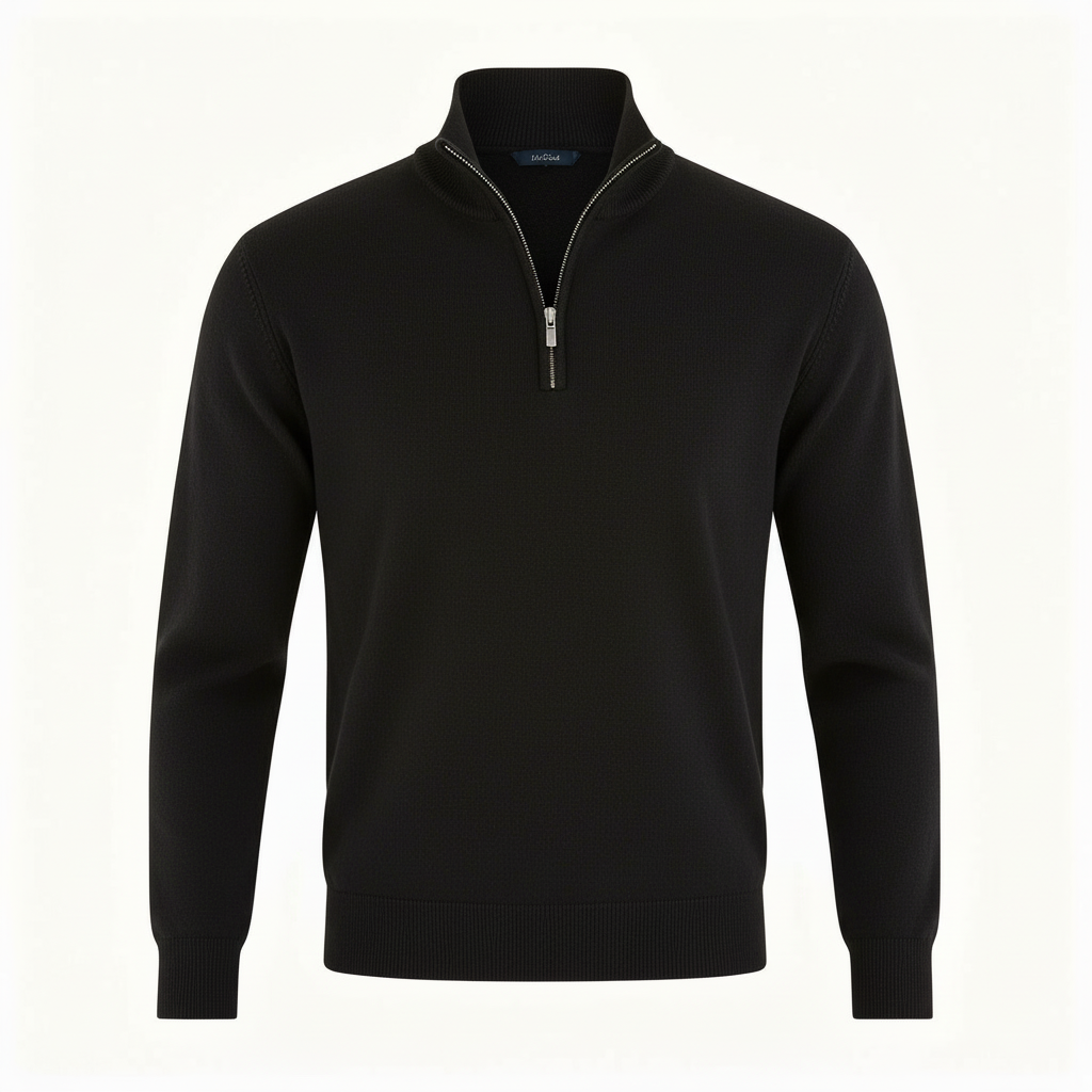 Image of Men's Quarter-Zip Ribbed Knit Sweater