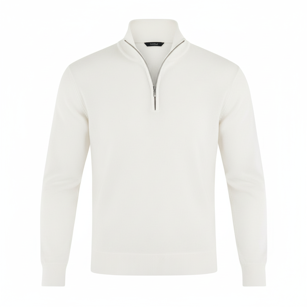 Image of Men's Quarter-Zip Ribbed Knit Sweater
