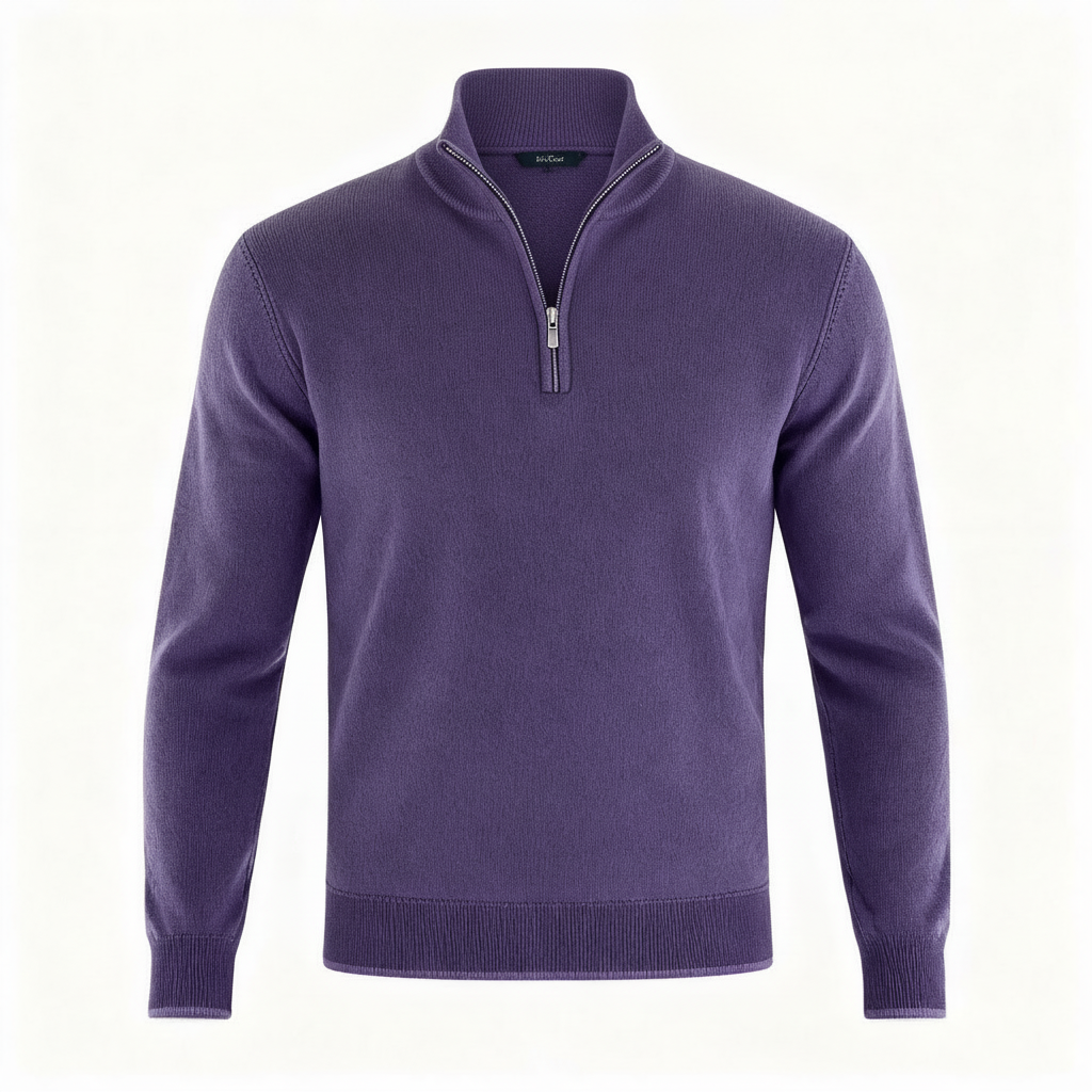 Image of Men's Quarter-Zip Ribbed Knit Sweater