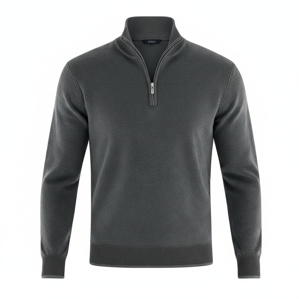 Image of Men's Quarter-Zip Ribbed Knit Sweater
