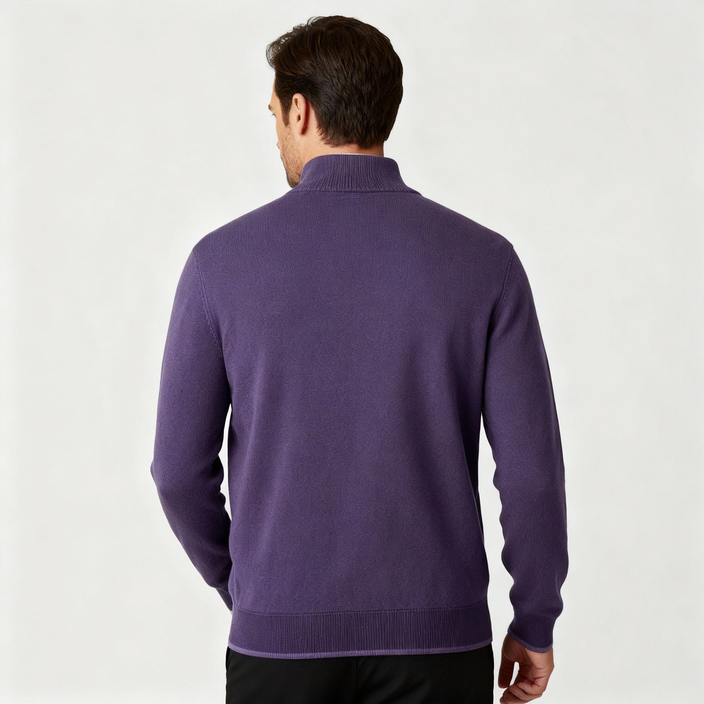 Image of Men's Quarter-Zip Ribbed Knit Sweater
