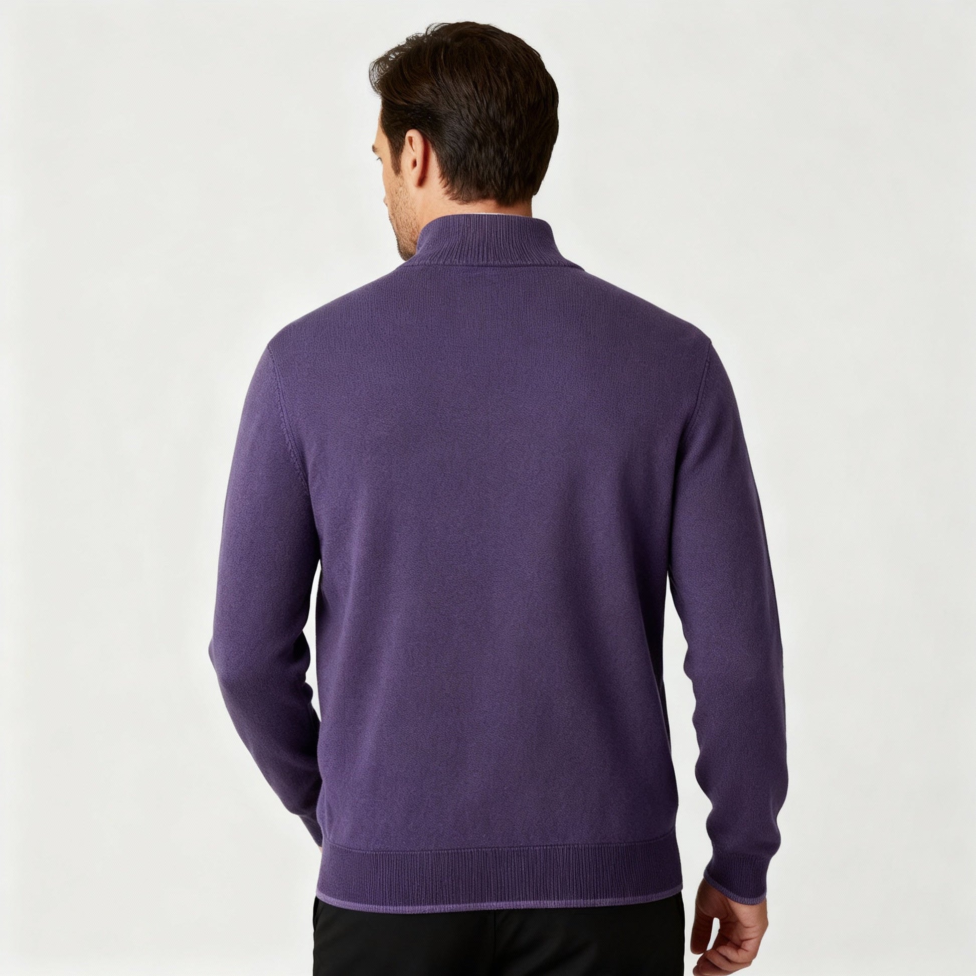 Image of Men's Quarter-Zip Ribbed Knit Sweater