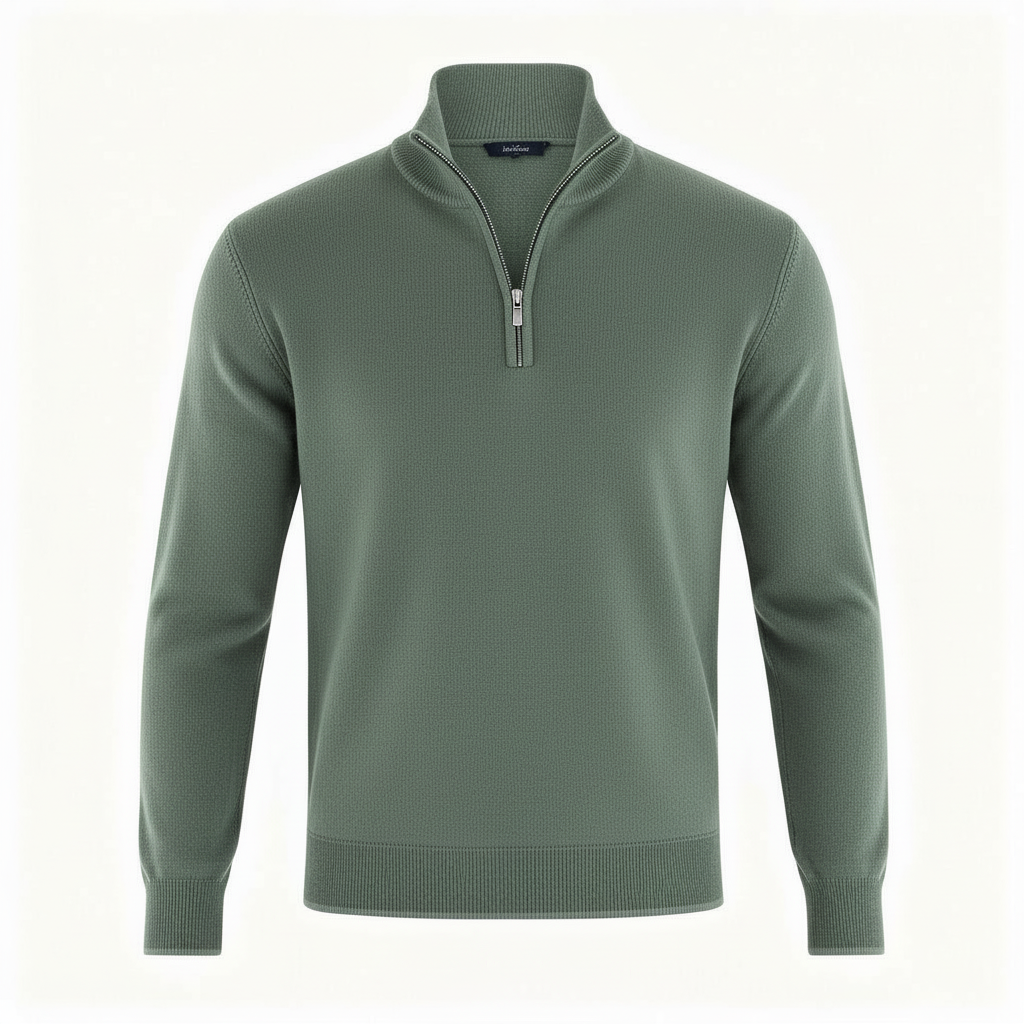 Image of Men's Quarter-Zip Ribbed Knit Sweater