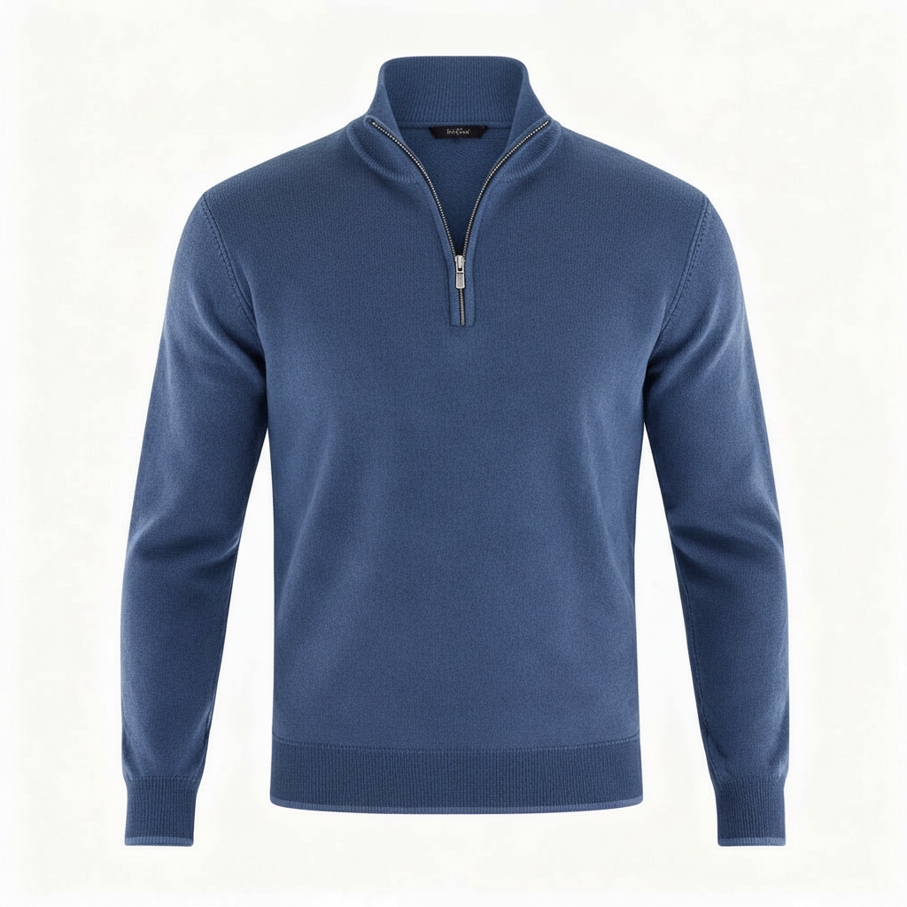 Image of Men's Quarter-Zip Ribbed Knit Sweater