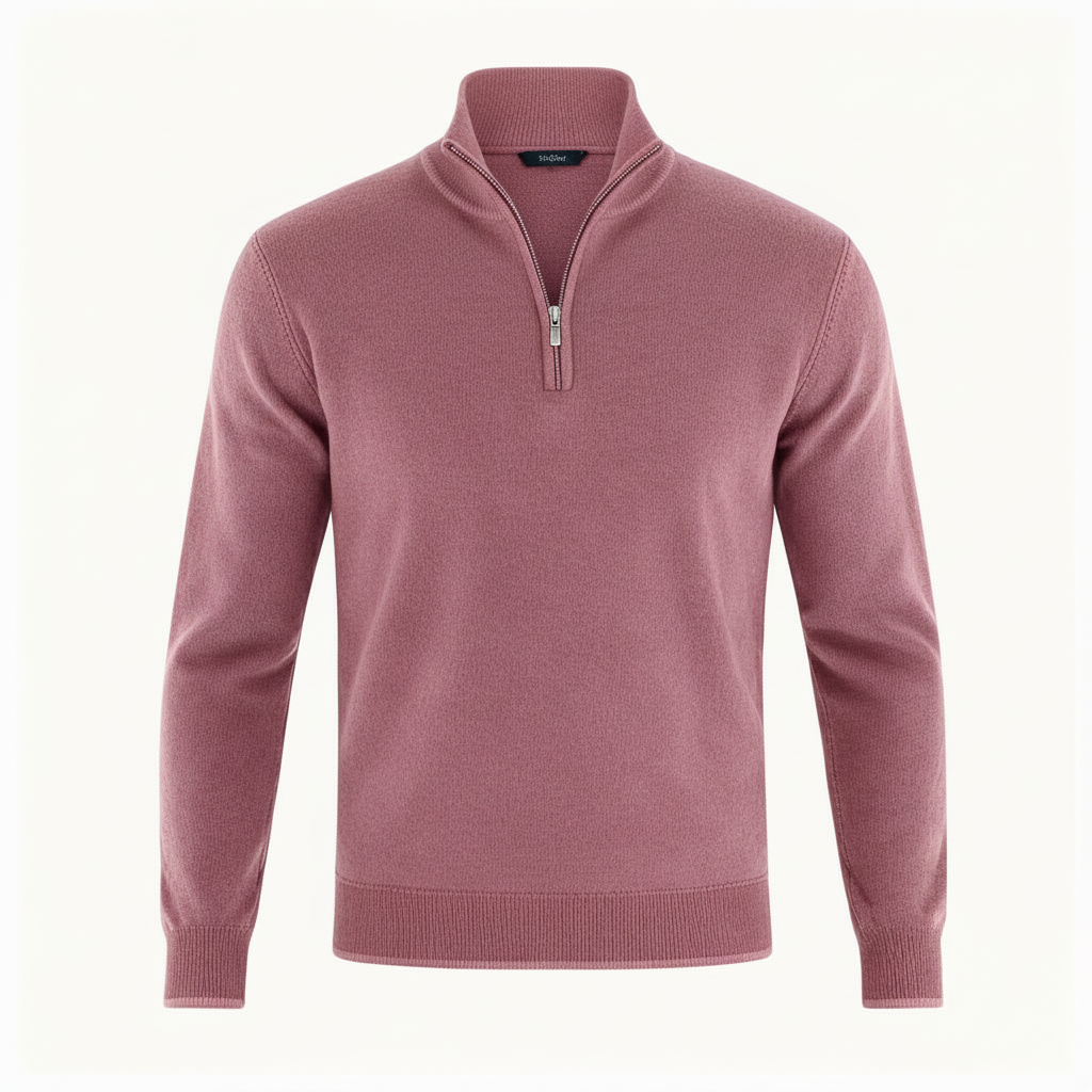 Image of Men's Quarter-Zip Ribbed Knit Sweater