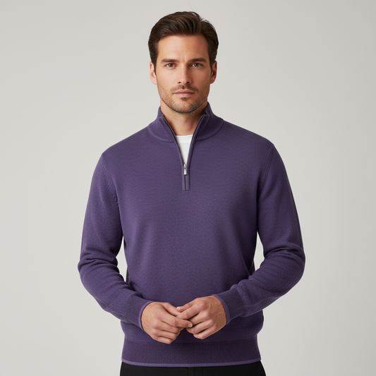 Image of Men's Quarter-Zip Ribbed Knit Sweater
