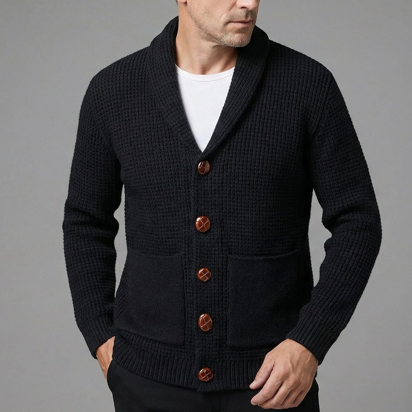 Image of Men's Shawl Collar Cardigan Sweater