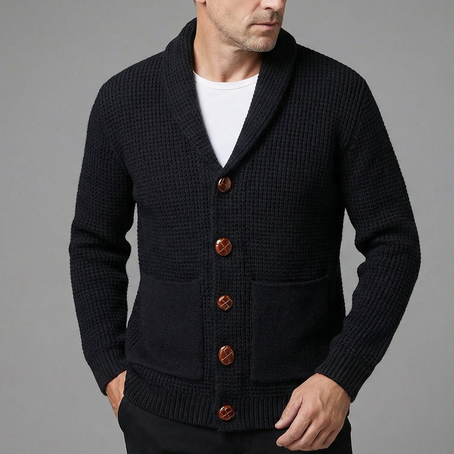 Image of Men's Shawl Collar Cardigan Sweater