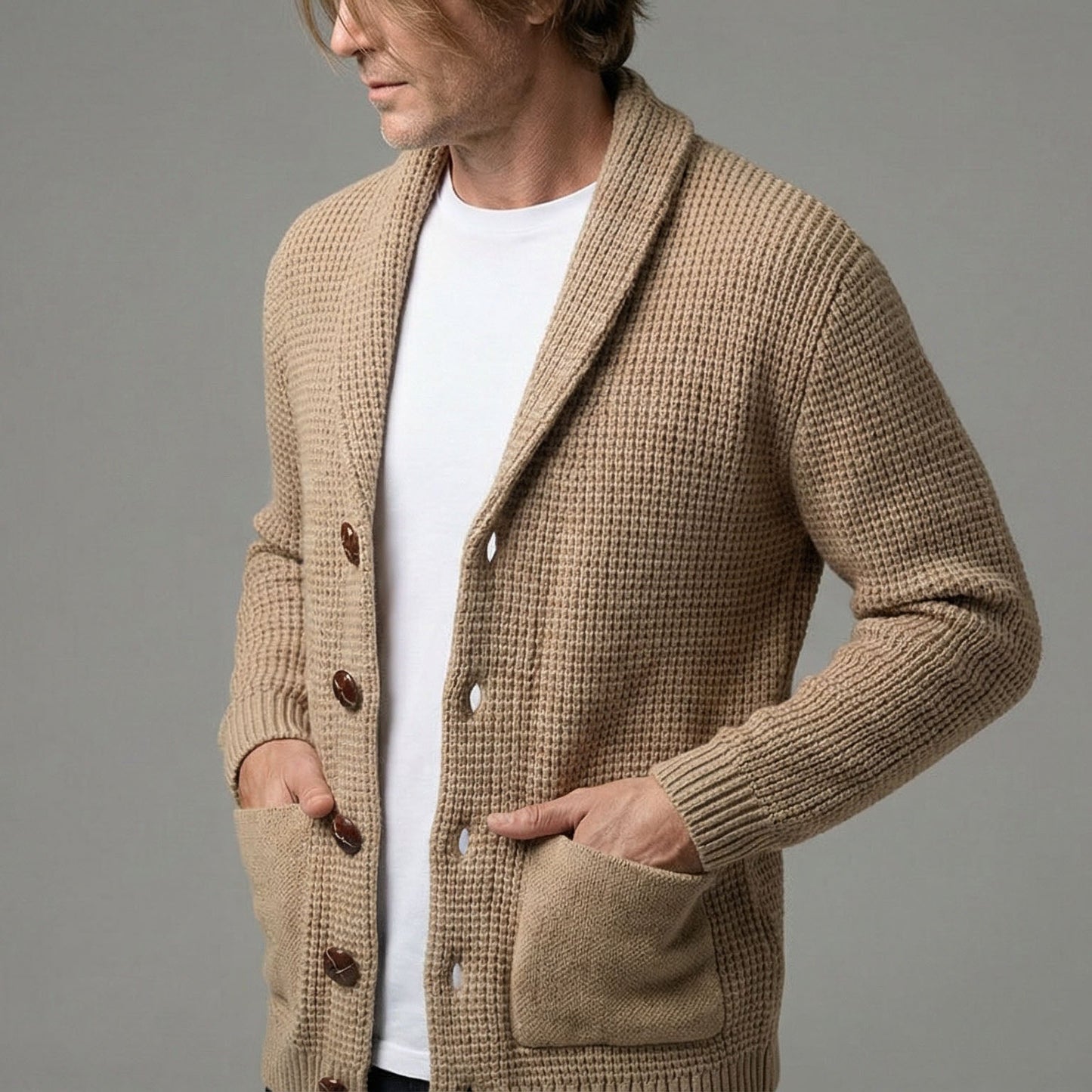 Image of Men's Shawl Collar Cardigan Sweater