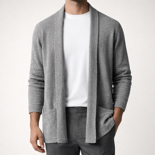 Image of Men's Shawl Collar Open Front Sweater