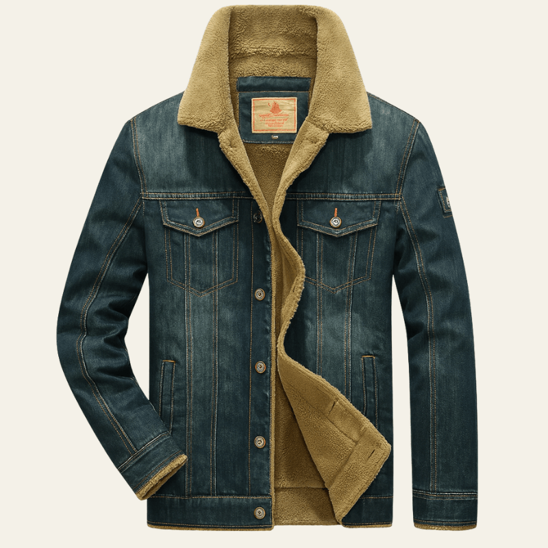 Image of Men's Sherpa Collar Denim Jacket