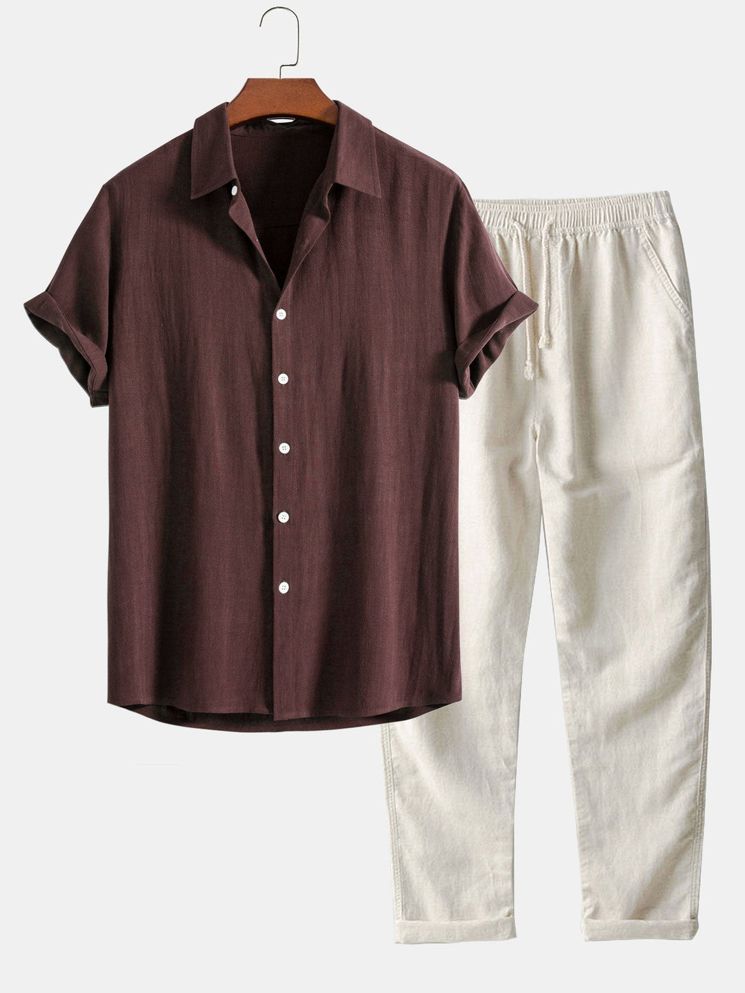 Image of Men's Short Sleeve Casual Shirt Set