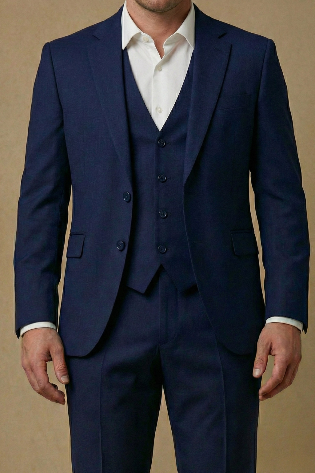 Image of Men's Slim-Fit Three-Piece Suit