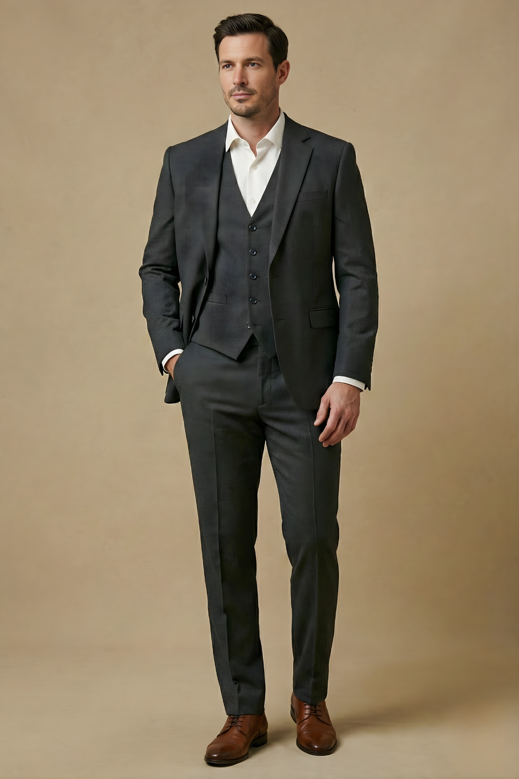 Image of Men's Slim-Fit Three-Piece Suit