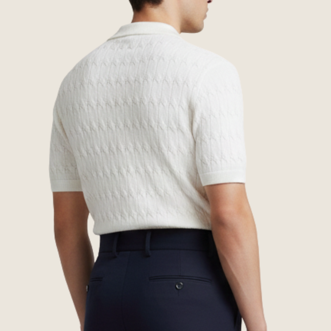 Image of Men's Textured Knit Polo Shirt