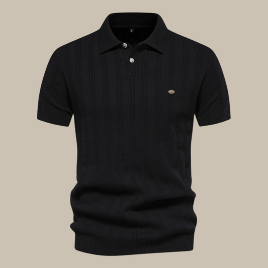 Image of Men's Vertical Stripe Short Sleeve Polo Shirt