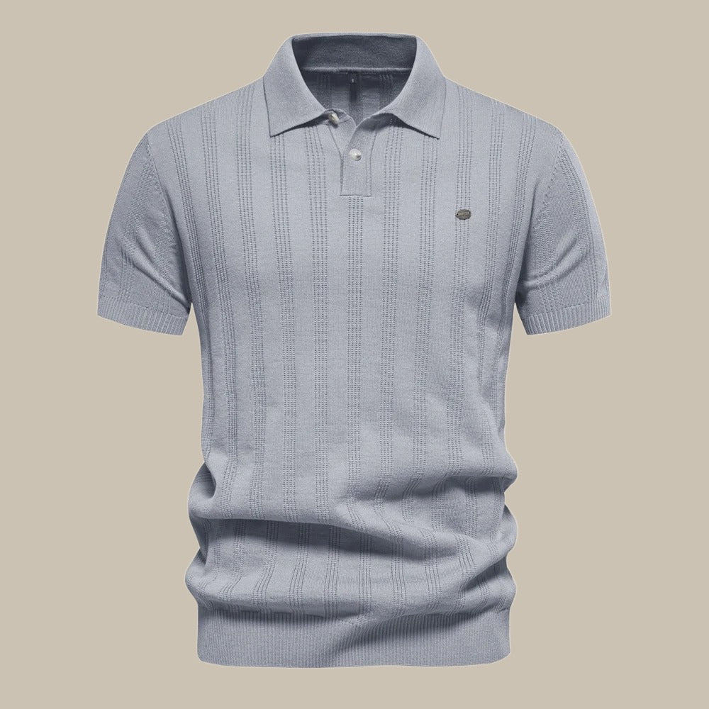 Image of Men's Vertical Stripe Short Sleeve Polo Shirt