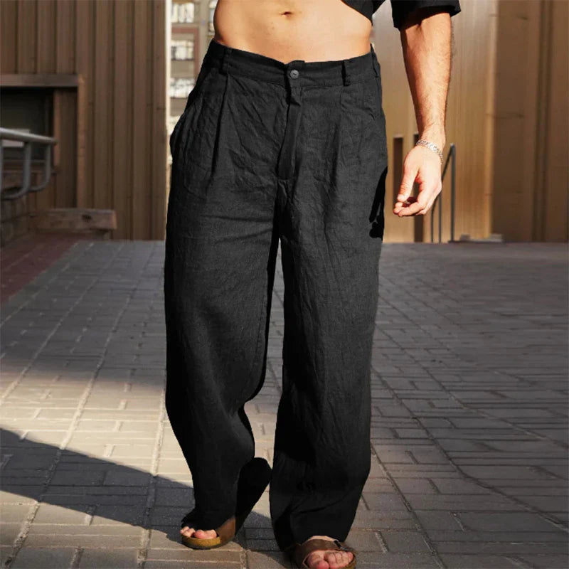 Image of Men's Wide Leg Pleated Casual Pants