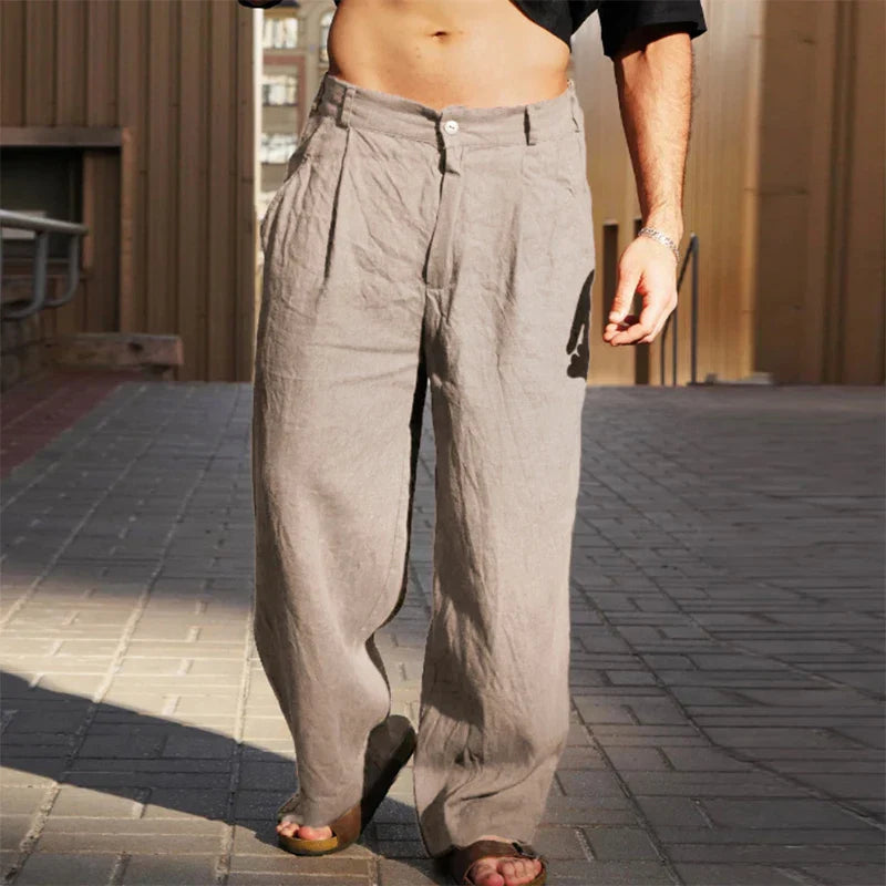 Image of Men's Wide Leg Pleated Casual Pants