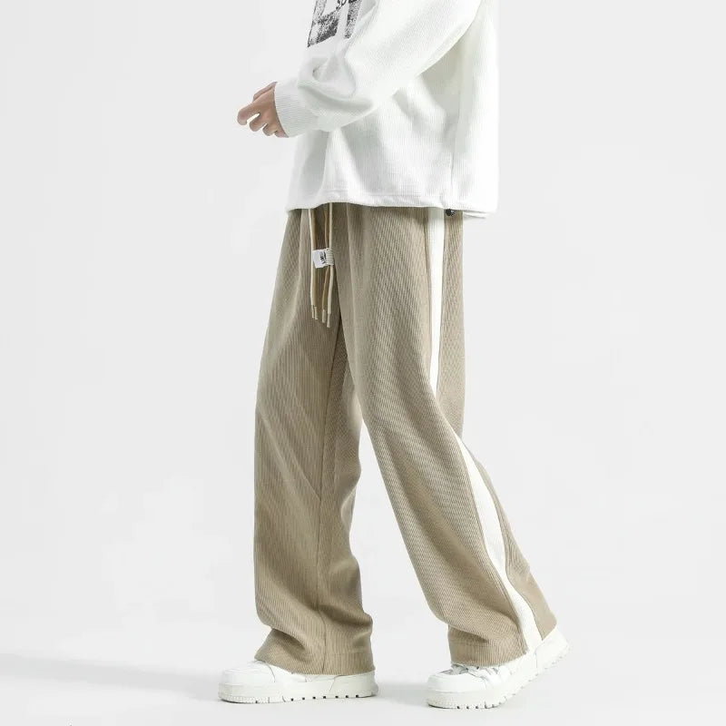 Image of Men's Wide Leg Side Stripe Drawstring Pants
