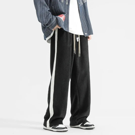 Image of Men's Wide Leg Side Stripe Drawstring Pants