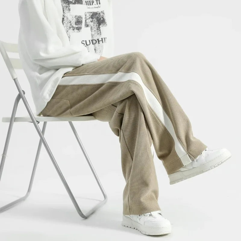 Image of Men's Wide Leg Side Stripe Drawstring Pants