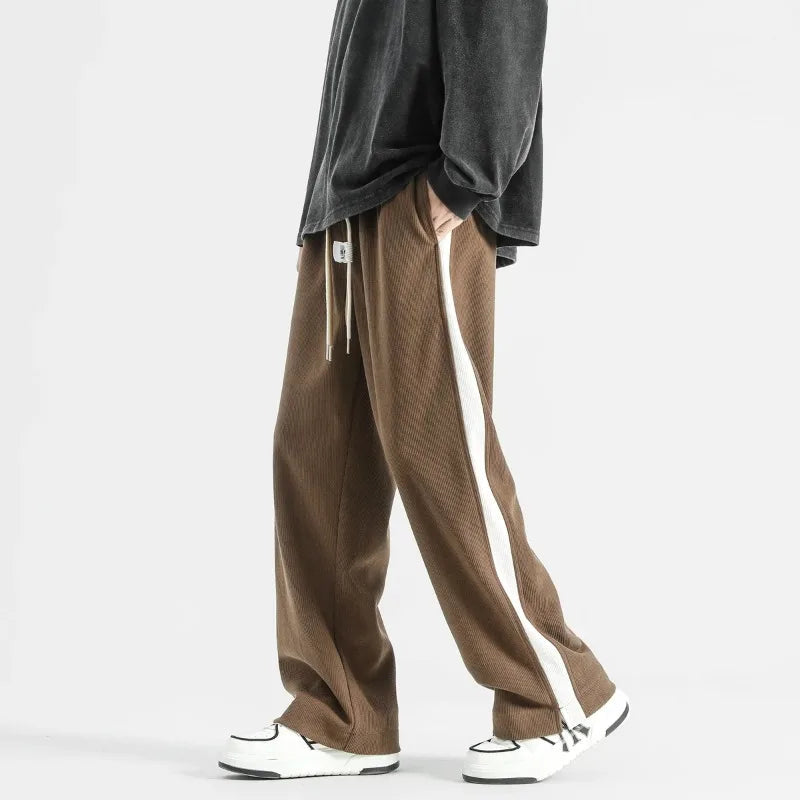 Image of Men's Wide Leg Side Stripe Drawstring Pants