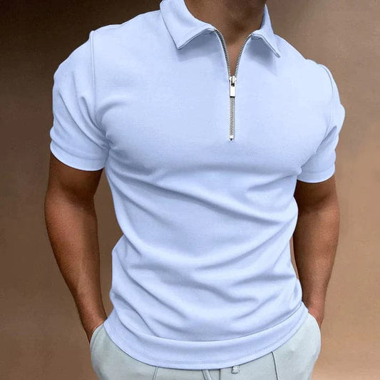 Image of Men's Zip Short Sleeve Polo Shirt