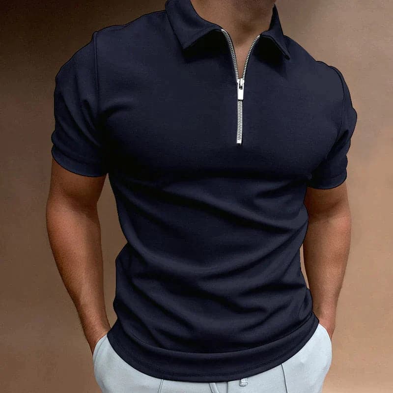 Image of Men's Zip Short Sleeve Polo Shirt