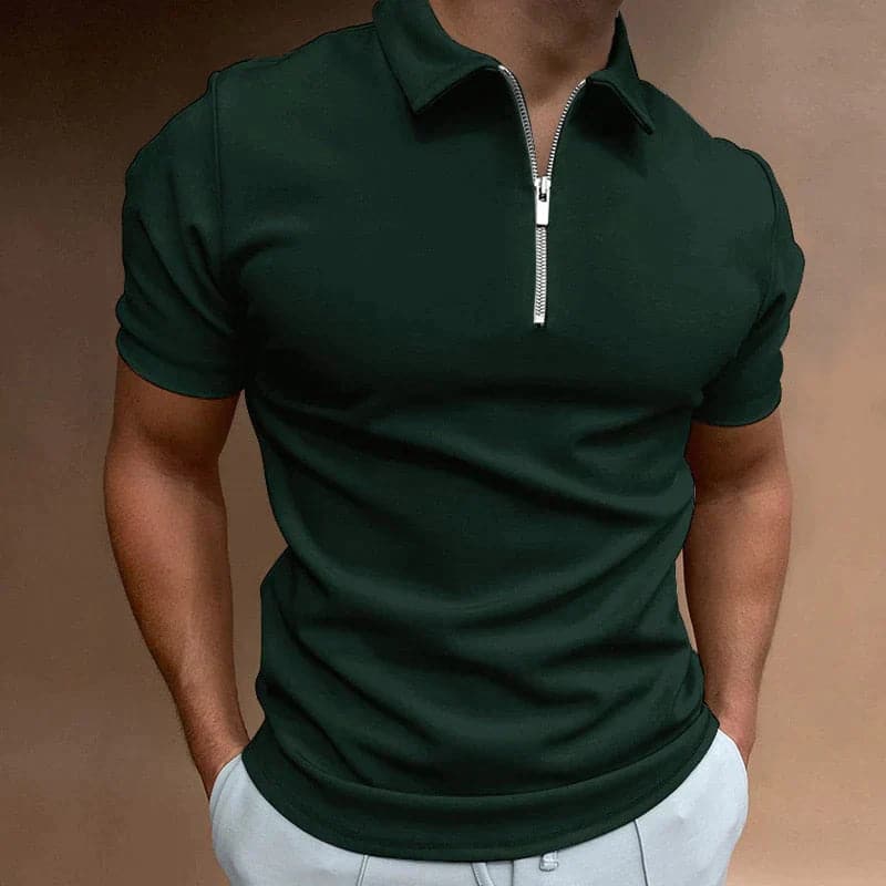 Image of Men's Zip Short Sleeve Polo Shirt