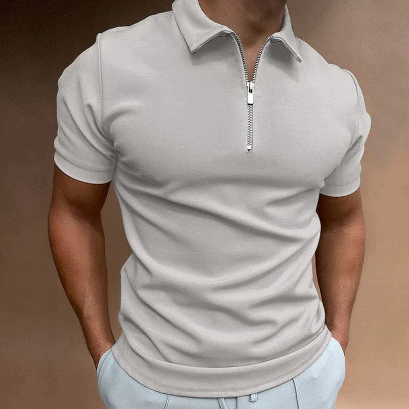 Image of Men's Zip Short Sleeve Polo Shirt