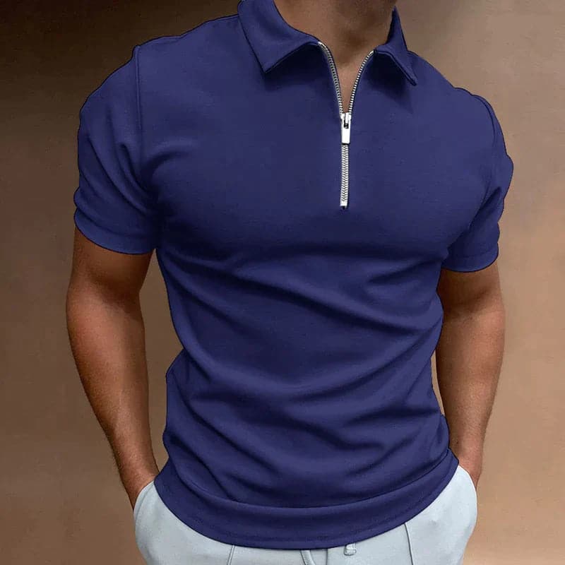 Image of Men's Zip Short Sleeve Polo Shirt
