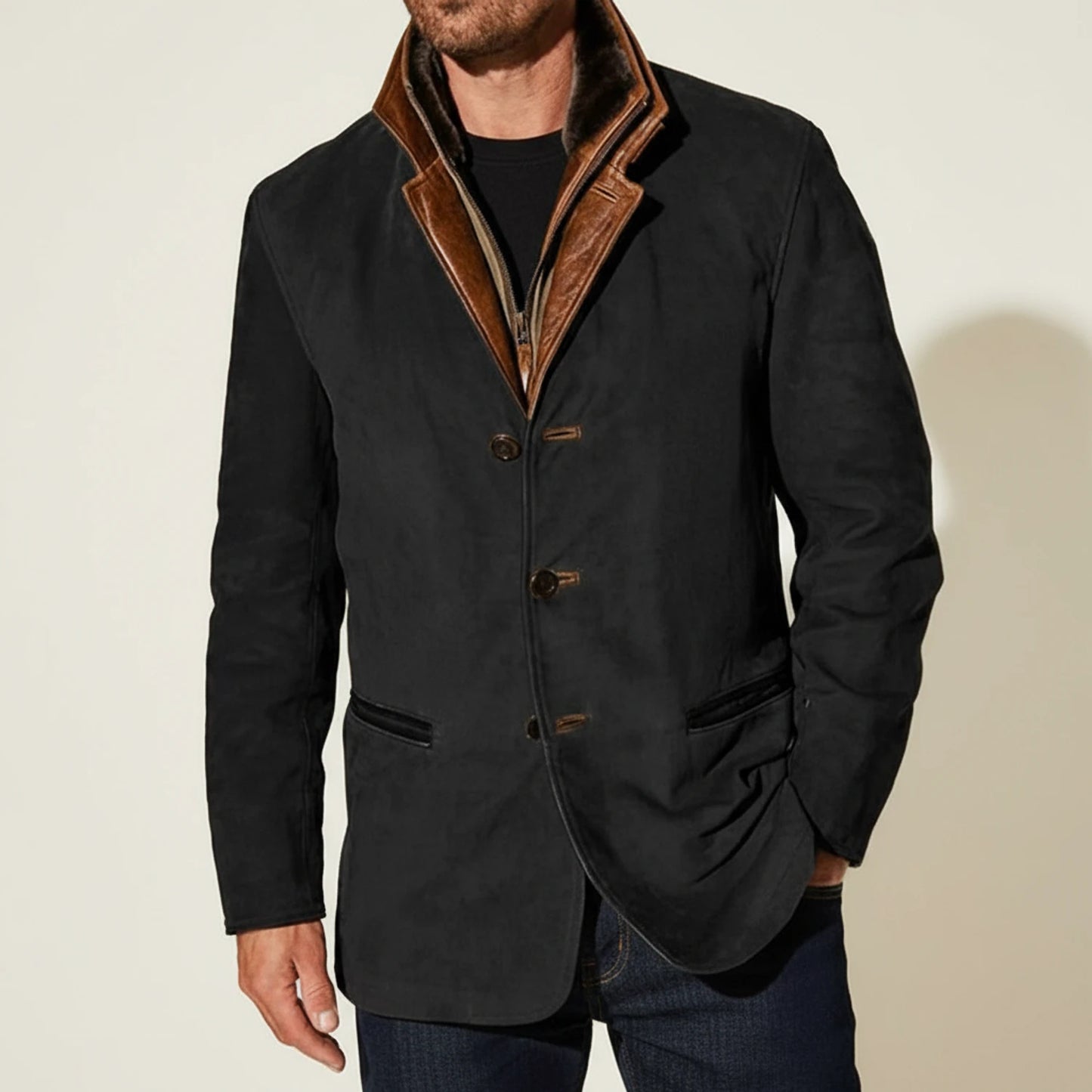 Men's Suede Style Blazer Jacket
