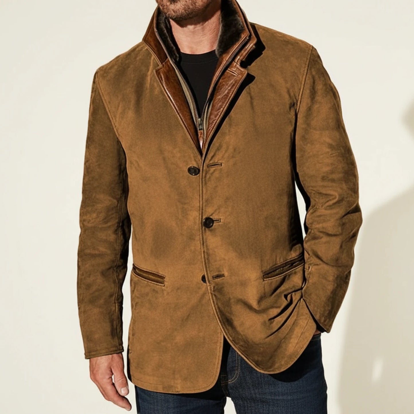 Men's Suede Style Blazer Jacket