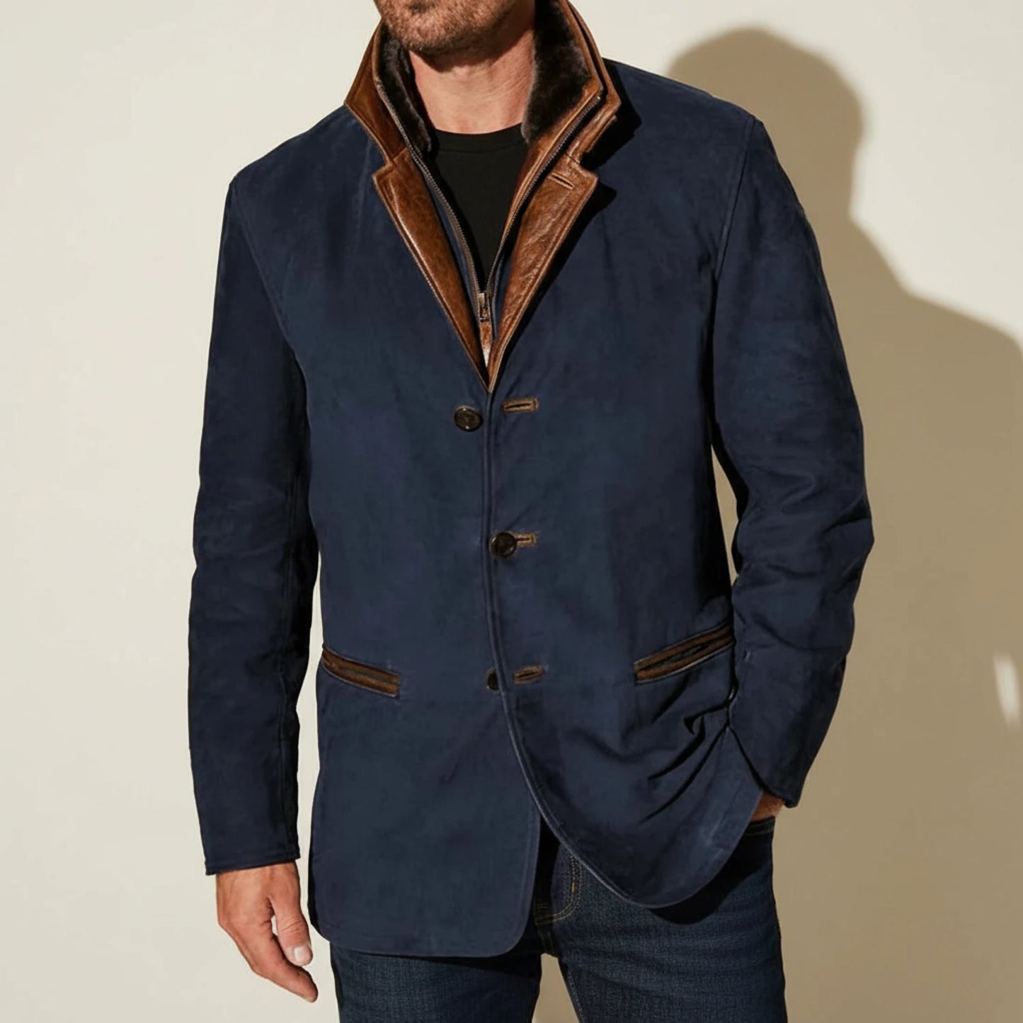 Men's Suede Style Blazer Jacket