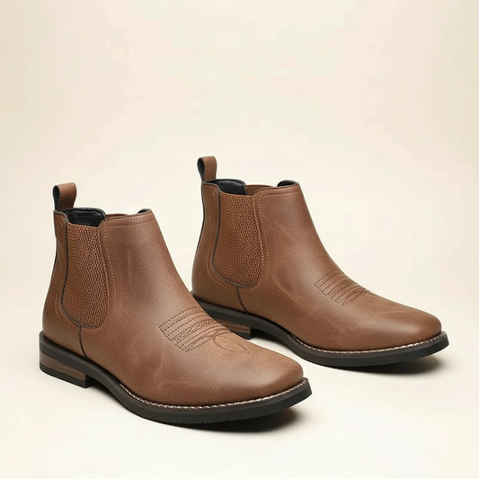 Men's Western Style Leather Chelsea Ankle Boot