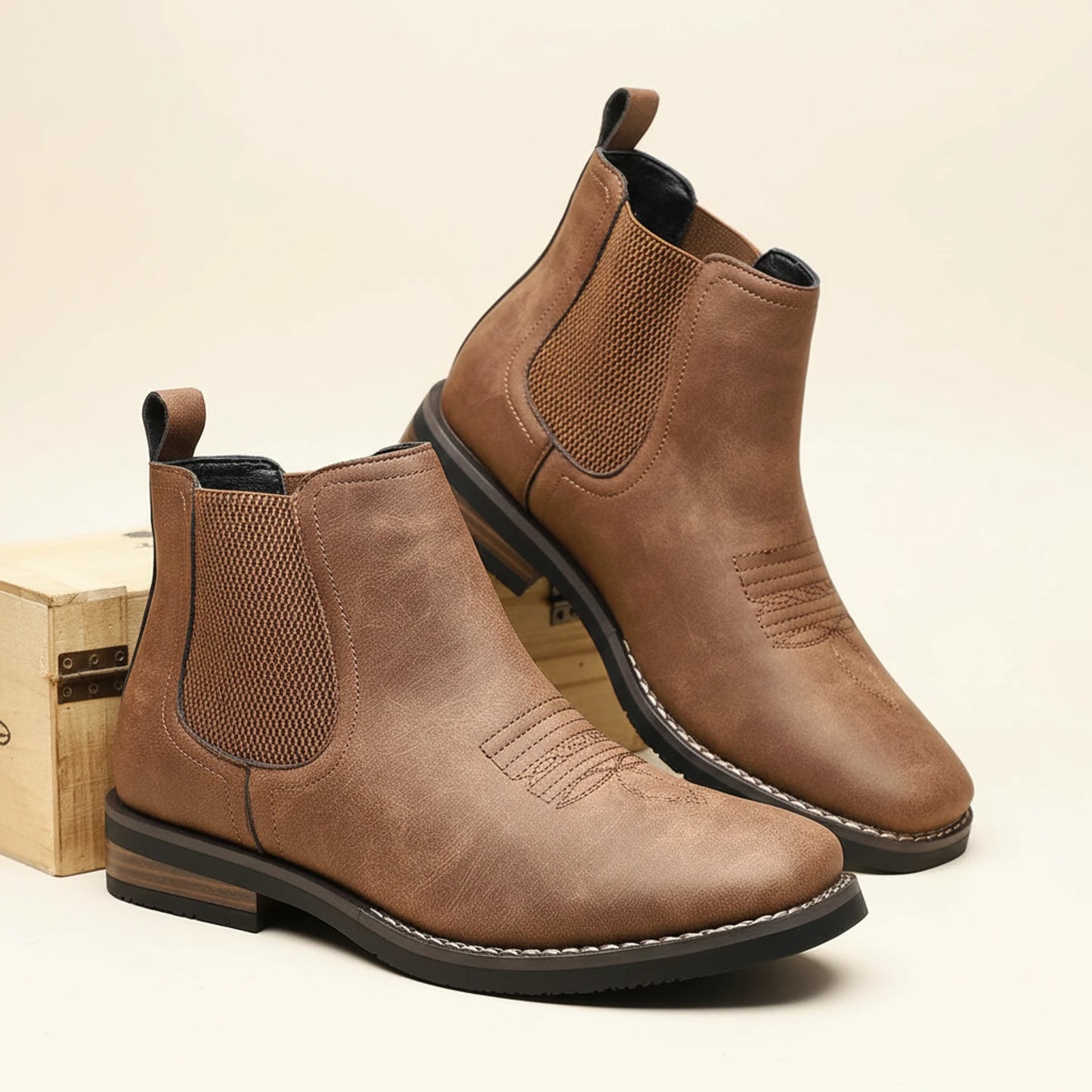 Men's Western Style Leather Chelsea Ankle Boot