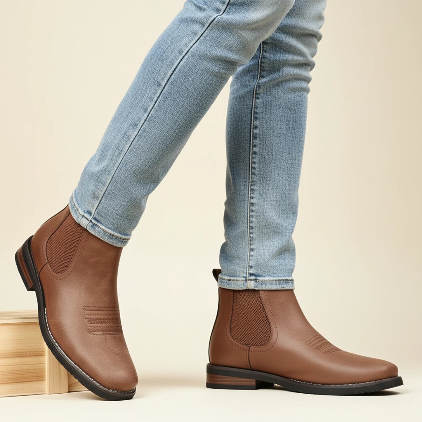 Men's Western Style Leather Chelsea Ankle Boot