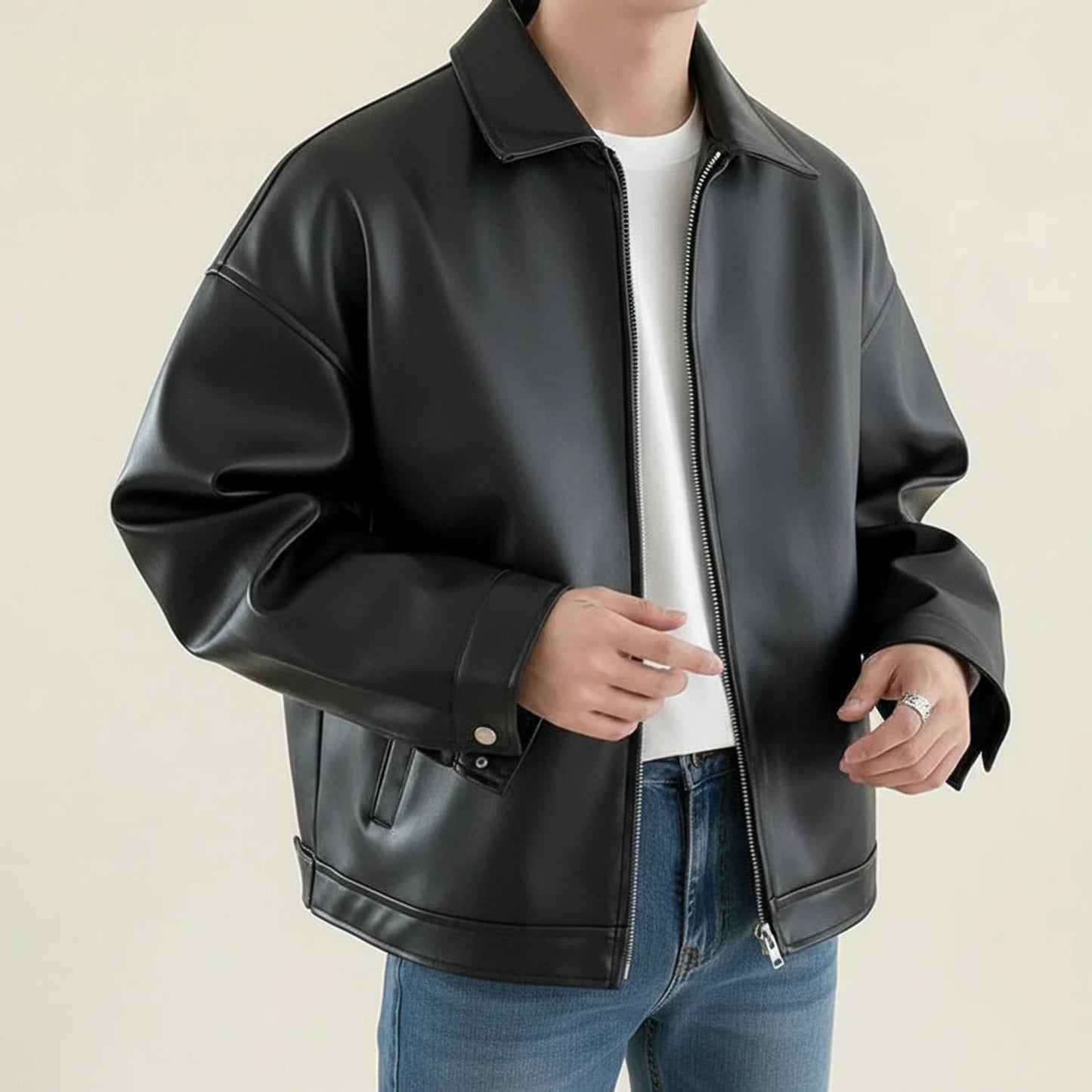 Men's Oversized Leather Jacket