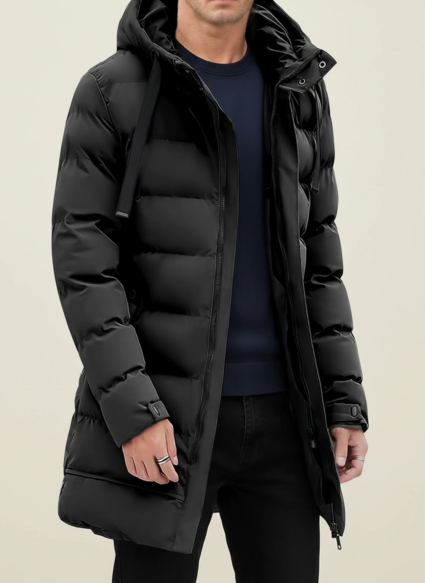 Men's Hooded Long Puffer Winter Jacket