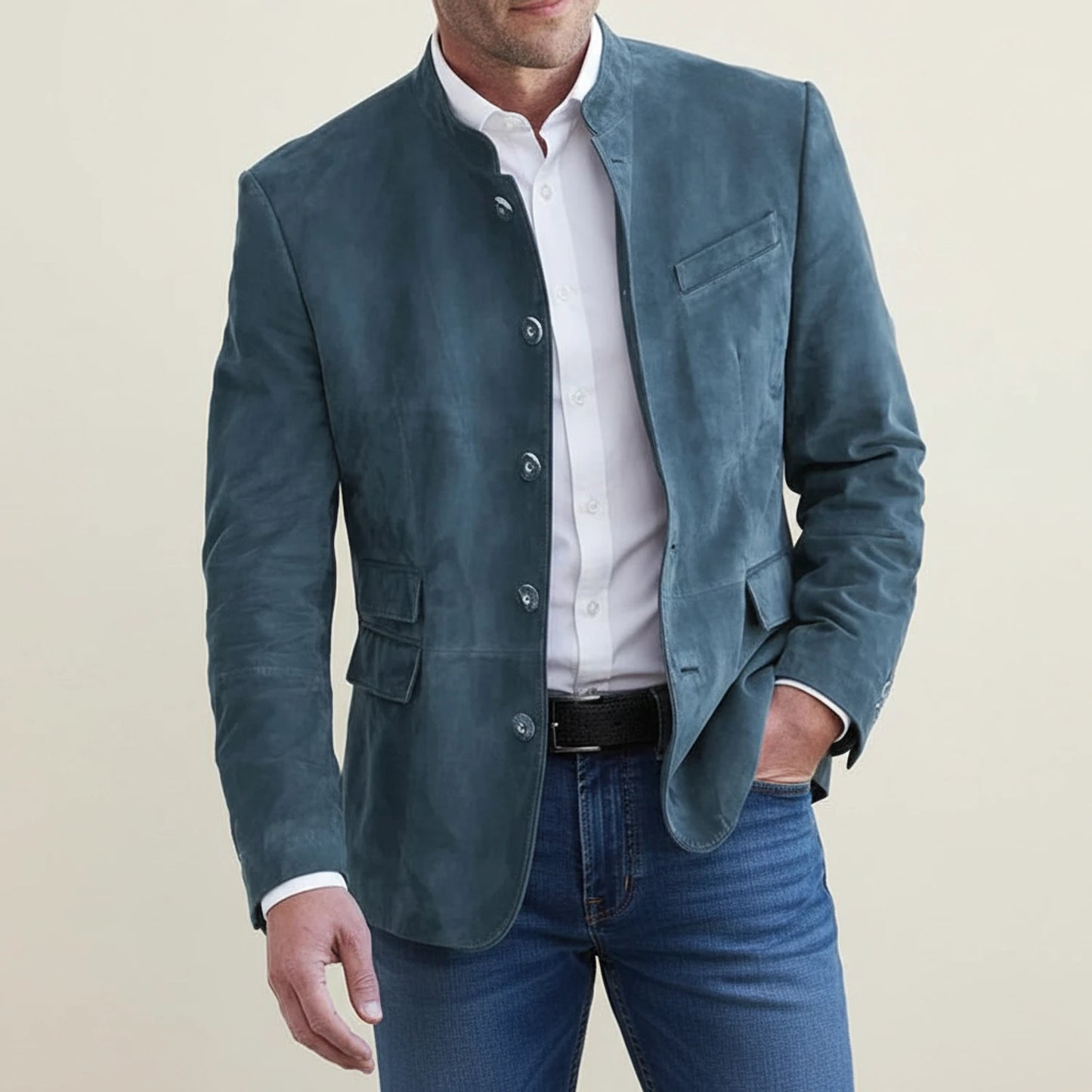 Men's Mandarin Collar Blazer Jacket