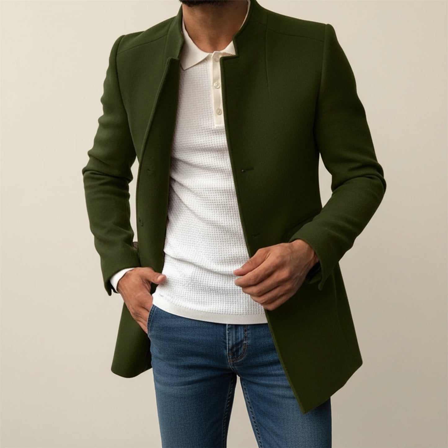 Men's Slim Fit Mandarin Collar Jacket