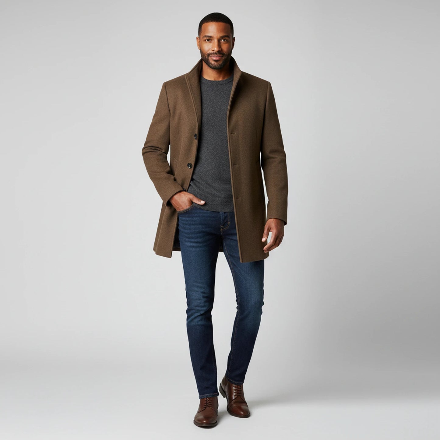 Men's Notched Lapel Overcoat image
